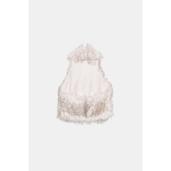 ZARA FAUX FUR HALTER TOP - Picture 9 of 10